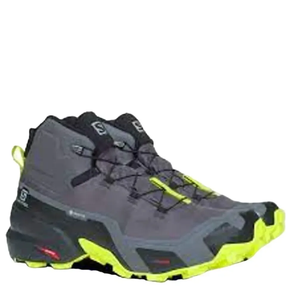 Salomon Hiking Boots Cross Hike Mid GTX Lace Up Athletic Sneakers Gray Yellow 13